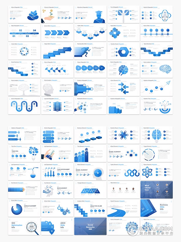 3套高端商务精美配色多图形图标PPT模板合集 - 顶尖PPT