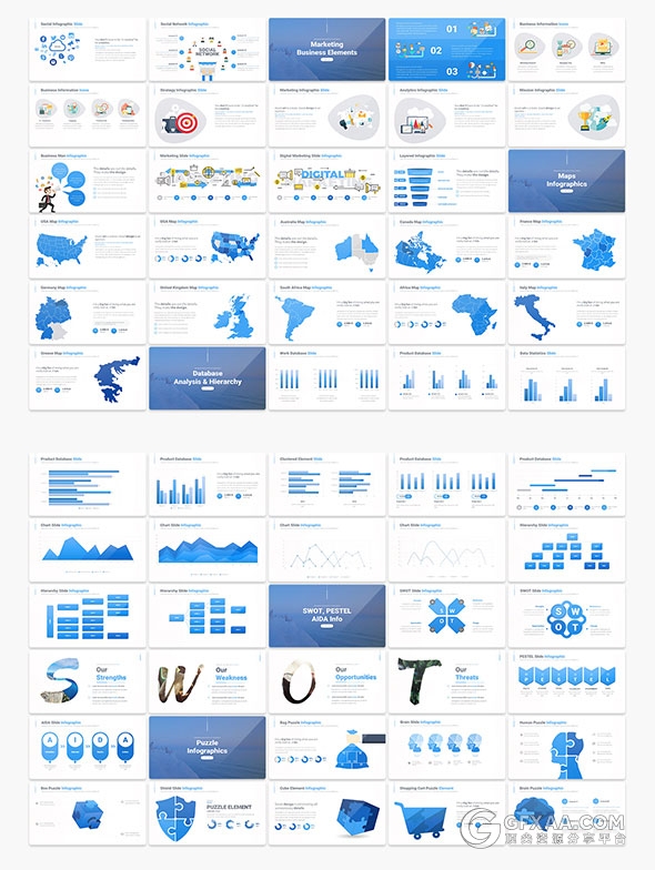 3套高端商务精美配色多图形图标PPT模板合集 - 顶尖PPT