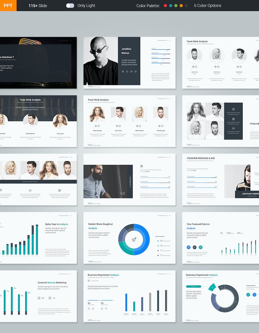 国外简约设计风格团队展示商务商业PPT模板 - 顶尖PPT