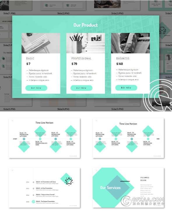 133页扁平化色块文艺小清新配色PPT模板 - 顶尖PPT
