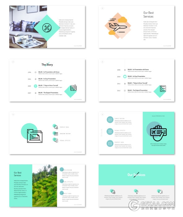 133页扁平化色块文艺小清新配色PPT模板 - 顶尖PPT