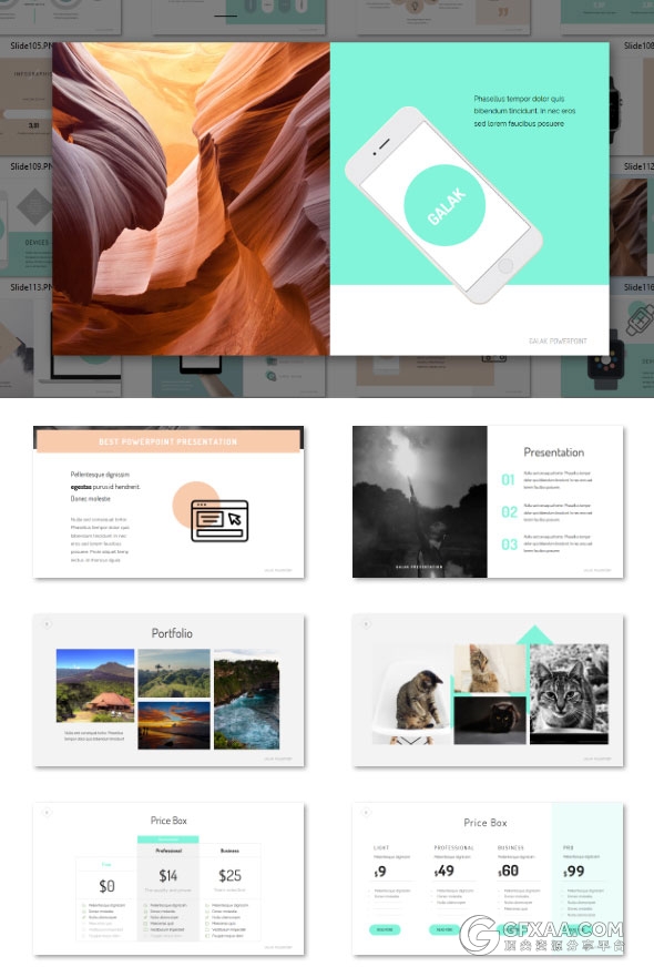 133页扁平化色块文艺小清新配色PPT模板 - 顶尖PPT