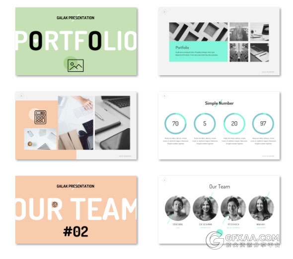 133页扁平化色块文艺小清新配色PPT模板 - 顶尖PPT