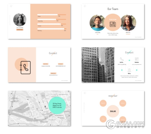 133页扁平化色块文艺小清新配色PPT模板 - 顶尖PPT