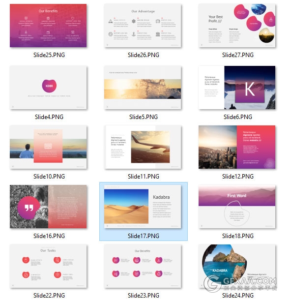 138页紫红色渐变色系精美图形图标PPT模板 - 顶尖PPT