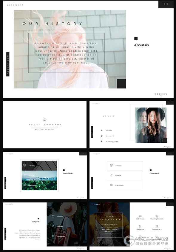 90多页简约艺术摄影图片展示PPT模板 - 顶尖PPT