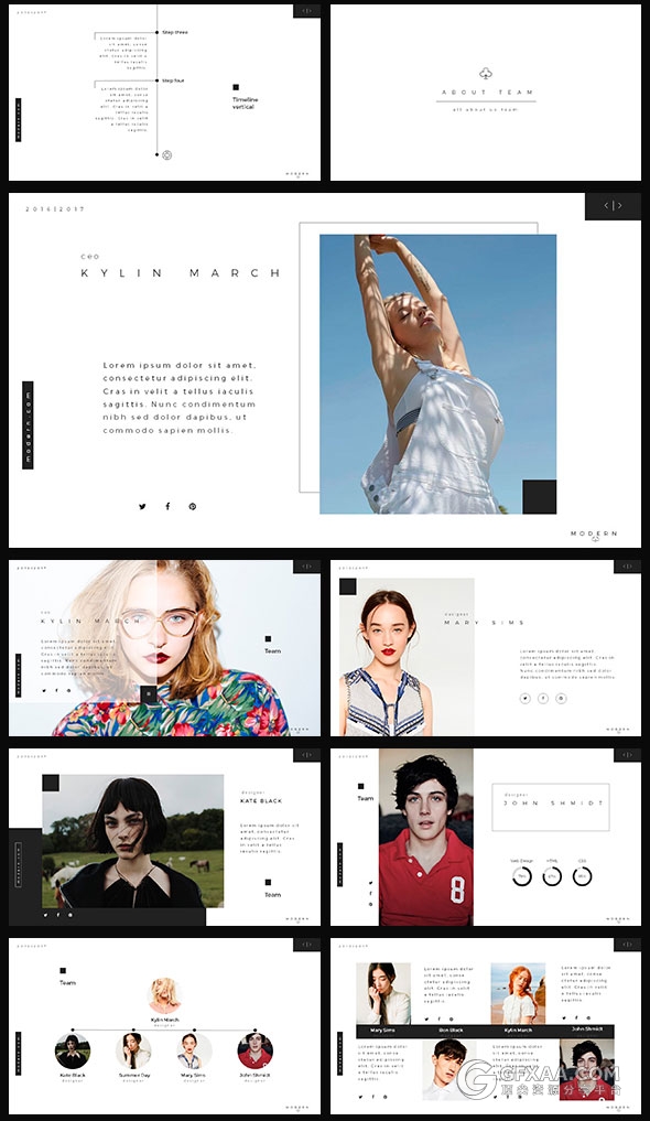 90多页简约艺术摄影图片展示PPT模板 - 顶尖PPT