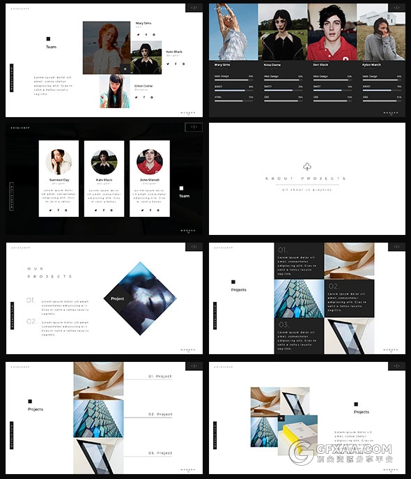 90多页简约艺术摄影图片展示PPT模板 - 顶尖PPT