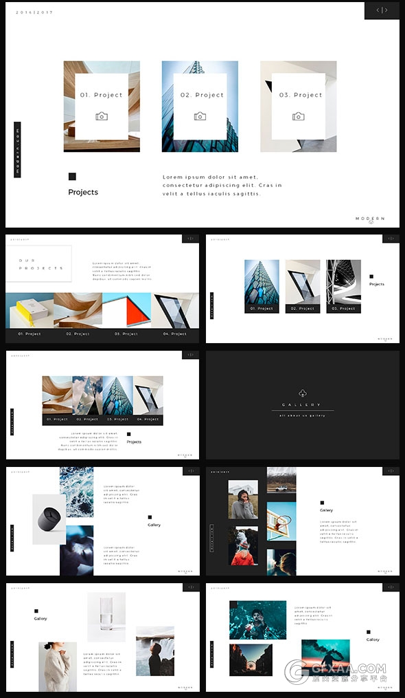 90多页简约艺术摄影图片展示PPT模板 - 顶尖PPT