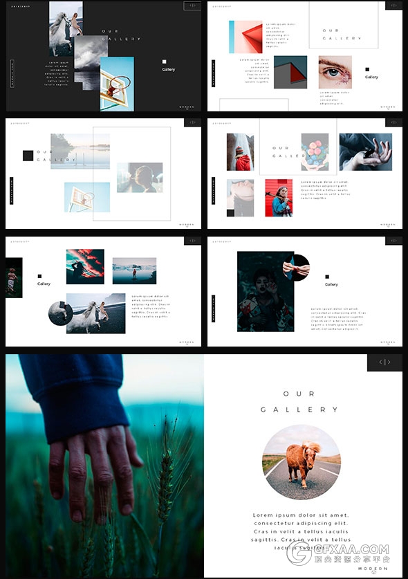 90多页简约艺术摄影图片展示PPT模板 - 顶尖PPT