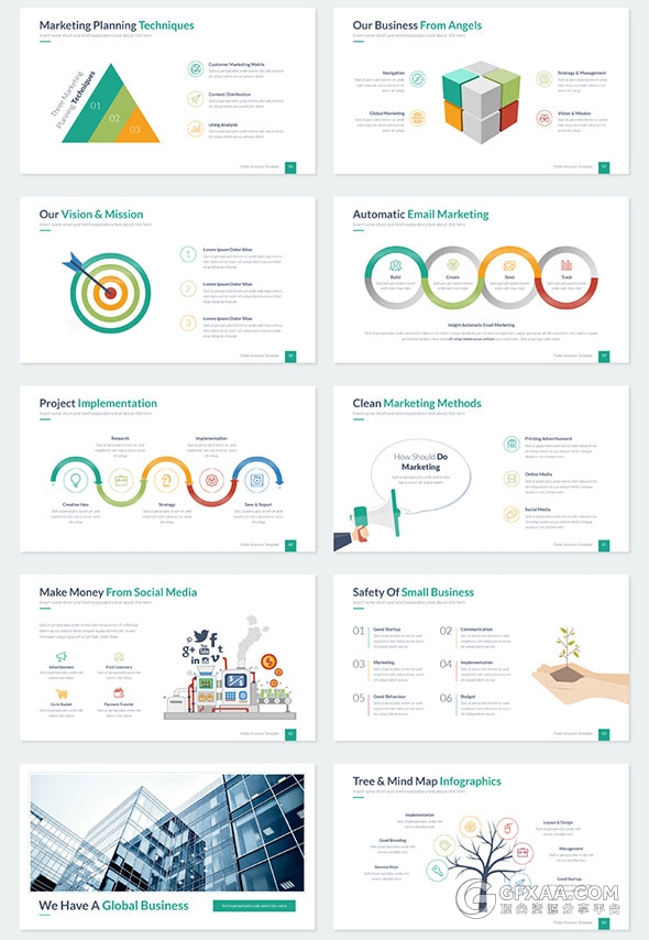 310页扁平化简约大气商务通用keynote模板 - 顶尖PPT
