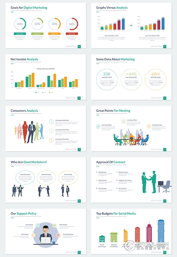 310页扁平化简约大气商务通用keynote模板 - 顶尖PPT