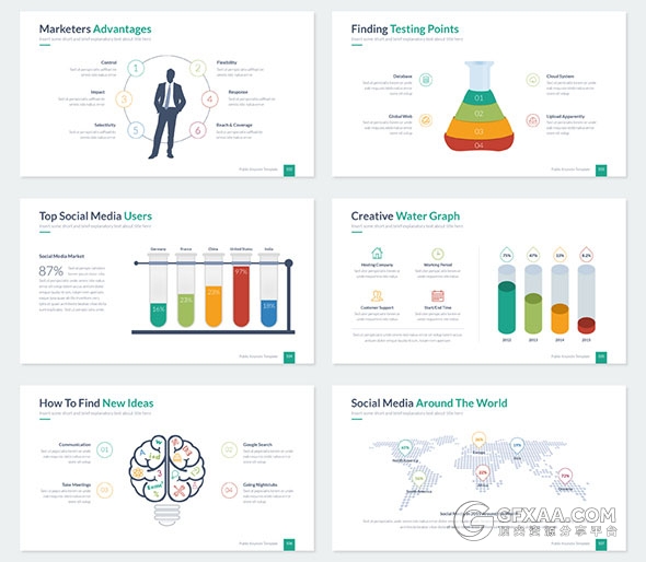 310页扁平化简约大气商务通用keynote模板 - 顶尖PPT