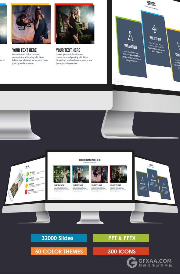 100页色彩图形图标51种配色文件商务PPT模板 - 顶尖PPT