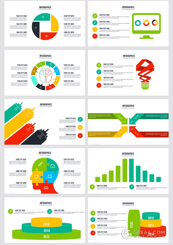 100页色彩图形图标51种配色文件商务PPT模板 - 顶尖PPT
