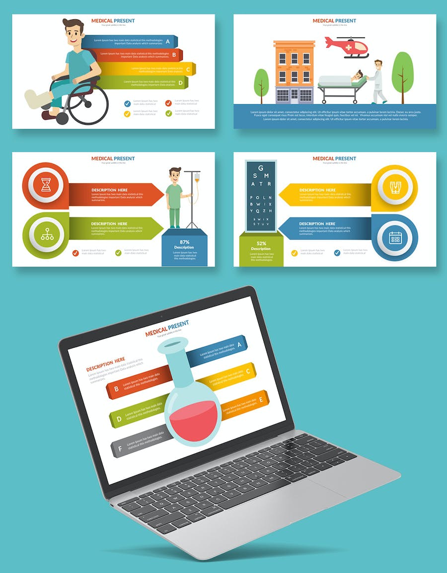 医院网络宣传推广插画图形PPT模板 - 顶尖PPT