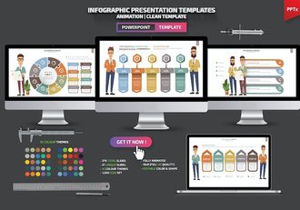 卡通人物标签图信息图表PPT模板 - 顶尖PPT