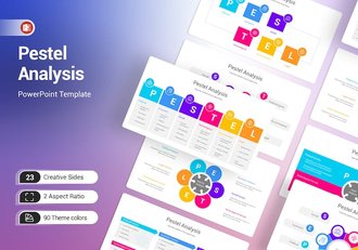 彩色PEST大环境宏观分析图形PPT模板 - 顶尖PPT