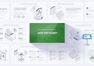 拯救地球线性插画图形keynote模板 - 顶尖PPT