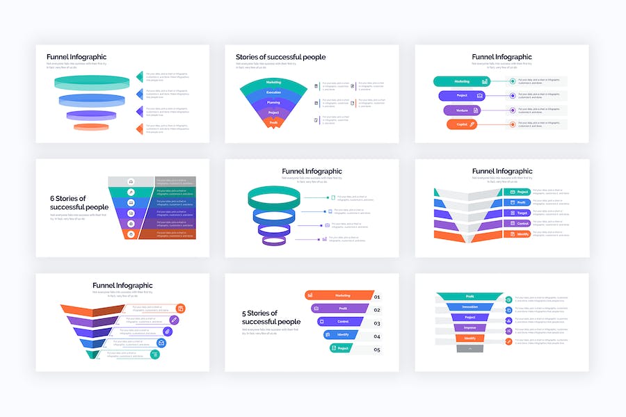 商业漏斗转化分析信息图形PPT模板 - 顶尖PPT