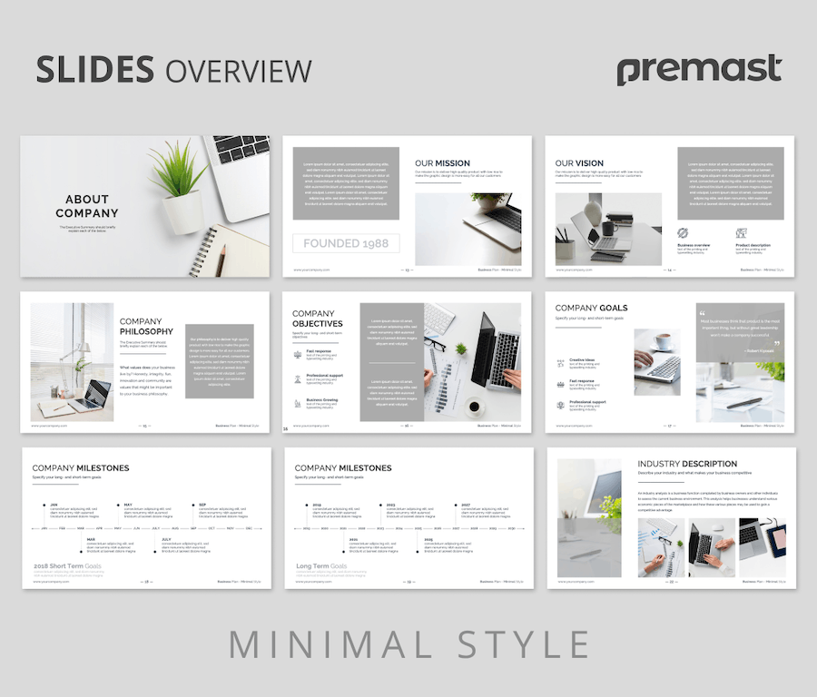 极简风格室内设计商业计划书PPT模板 - 顶尖PPT