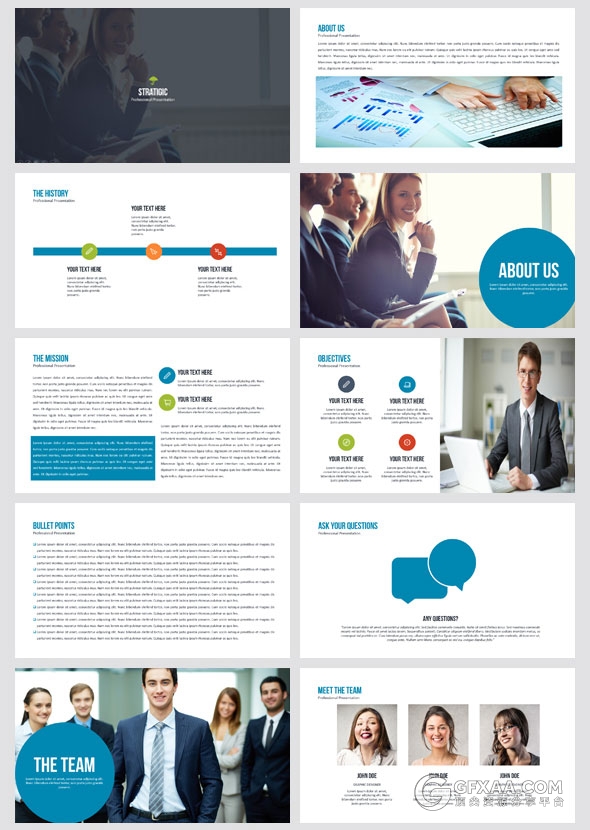 100页商务团队企业简介通用PPT模板51种配色方案 - 顶尖PPT