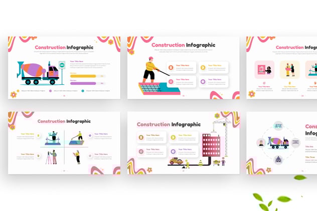 建筑行业人物机械施工插画keynote模板 - 顶尖PPT