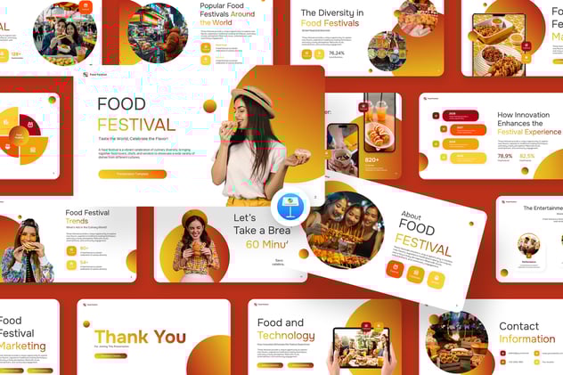 橙色渐变美食节活动策划keynote模板 - 顶尖PPT