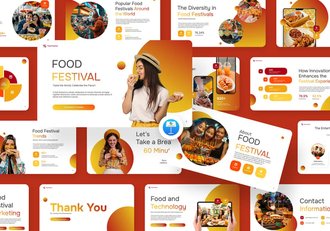 橙色渐变美食节活动策划keynote模板 - 顶尖PPT