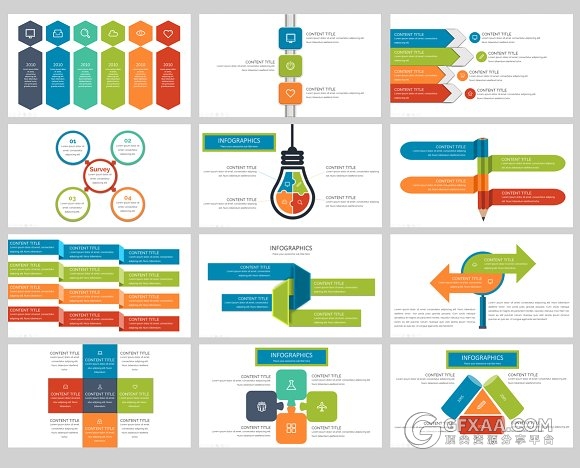 多色搭配图形图标商务通用keynote模板 - 顶尖PPT