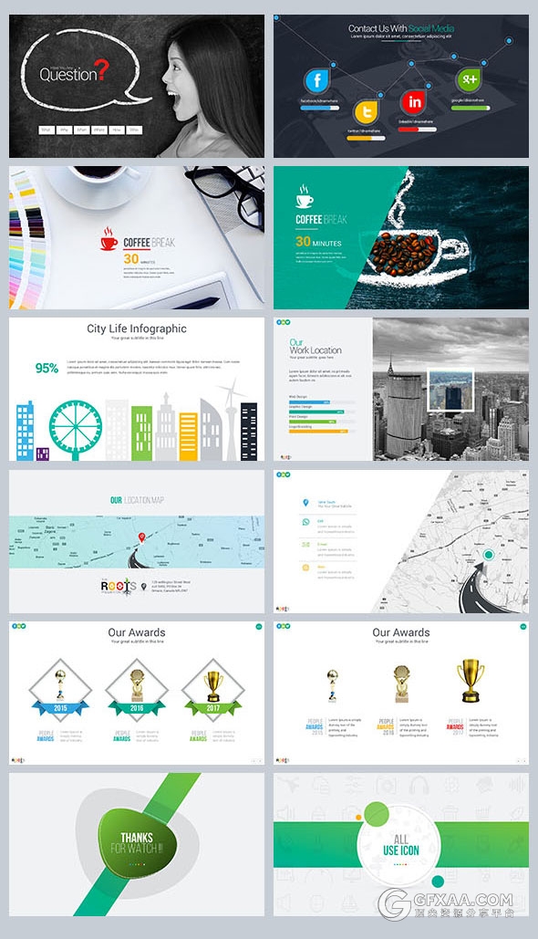 472页大型数据逻辑图图标多行业通用PPT模板 - 顶尖PPT