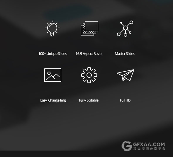 100页简约商务泼墨剪影占位符1000个icon图标 - 顶尖PPT
