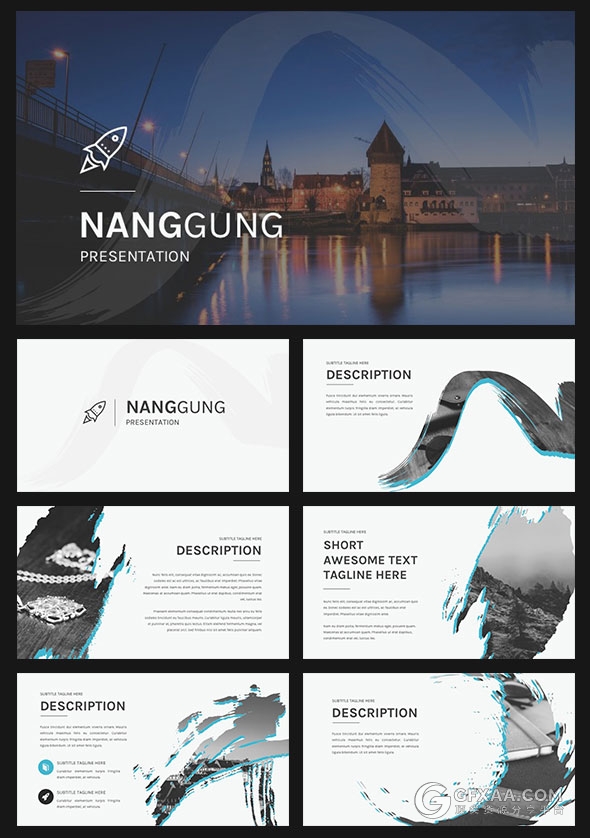 100页简约商务泼墨剪影占位符1000个icon图标 - 顶尖PPT