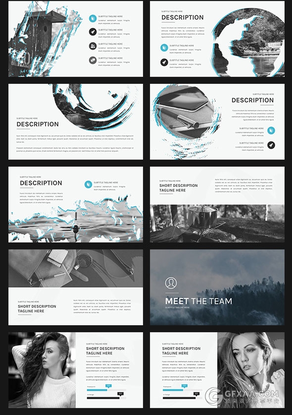 100页简约商务泼墨剪影占位符1000个icon图标 - 顶尖PPT