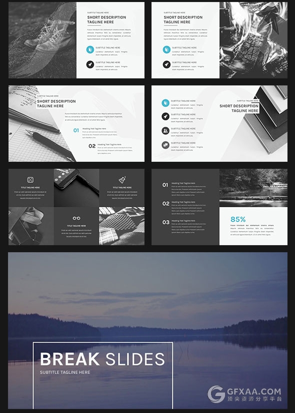 100页简约商务泼墨剪影占位符1000个icon图标 - 顶尖PPT