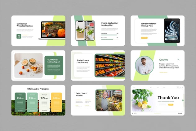 瓜果蔬菜杂货店介绍PPT模板 - 顶尖PPT