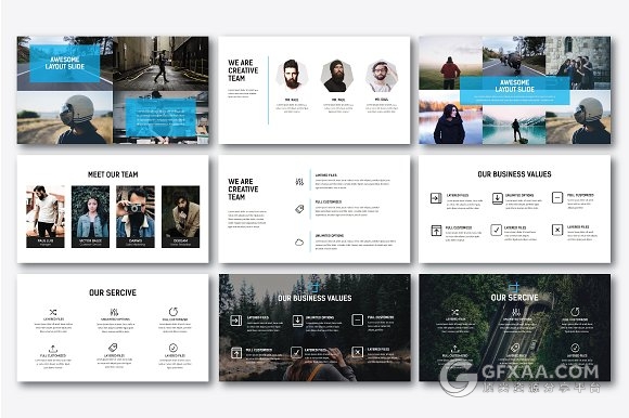 130页简约文艺图片展示商务通用keynote模板 - 顶尖PPT