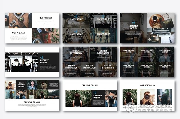 130页简约文艺图片展示商务通用keynote模板 - 顶尖PPT