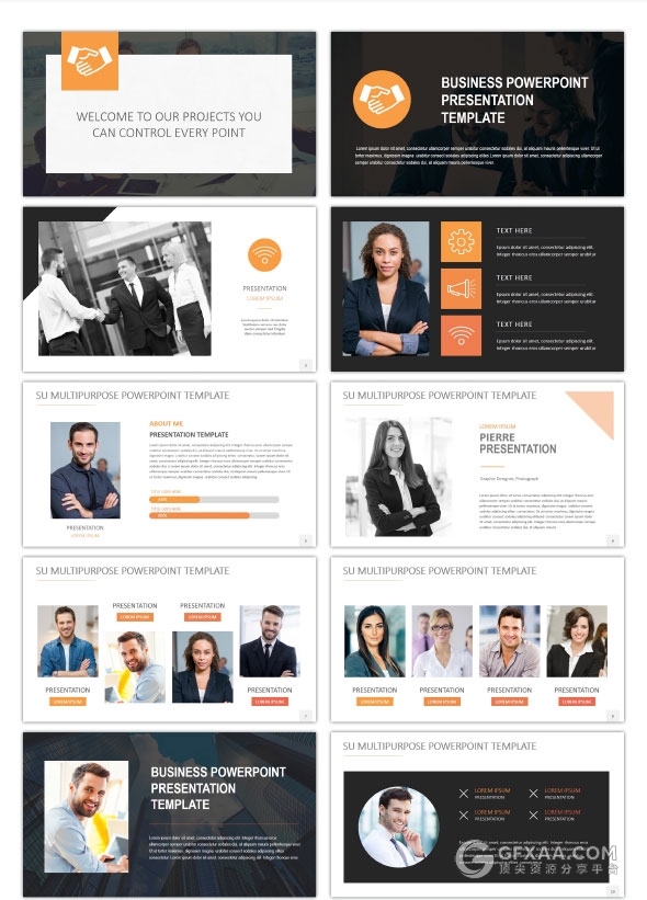 12种配色模板3种比例规格商务通用PPT模板 - 顶尖PPT