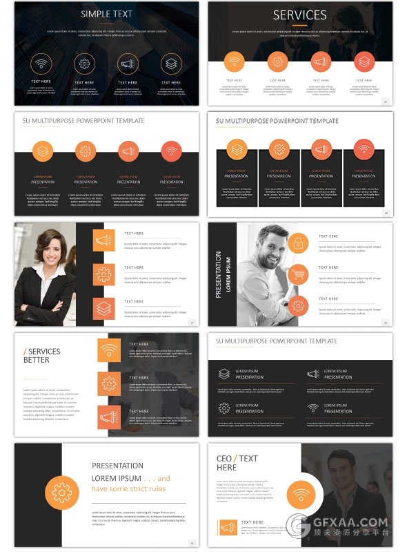 12种配色模板3种比例规格商务通用PPT模板 - 顶尖PPT