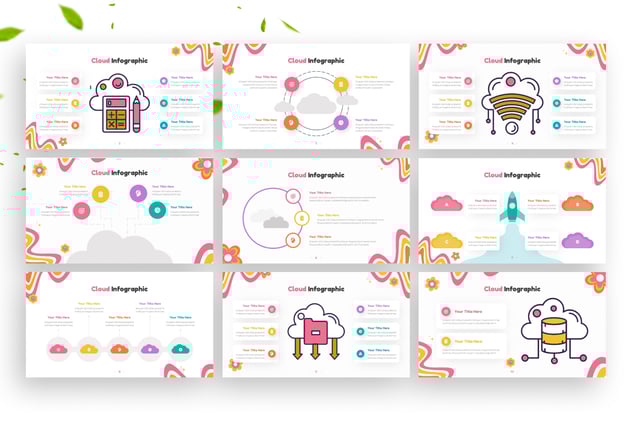 云数据云服务信息图形keynote模板 - 顶尖PPT