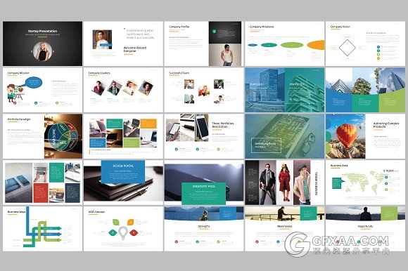 公司团队介绍卡通小人物经典PPT模板 - 顶尖PPT