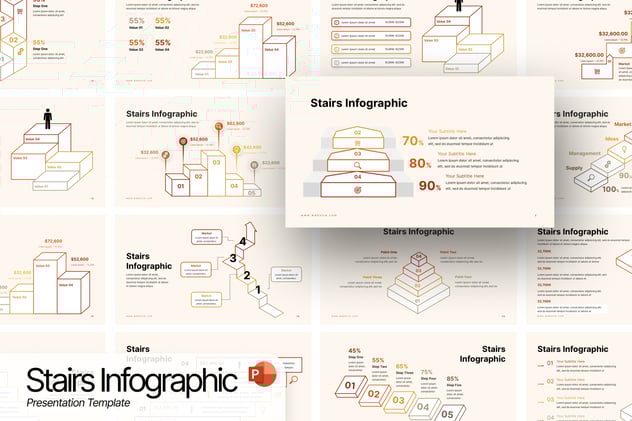 创意楼梯线信息图设计展示PPT模板 - 顶尖PPT