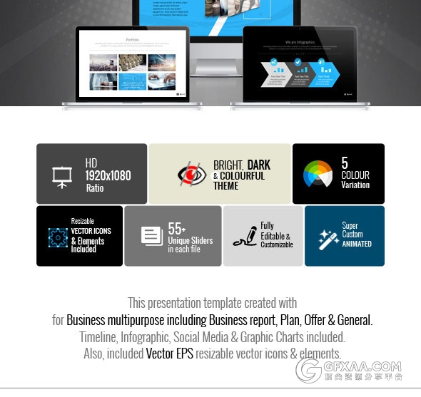 5种配色方案扁平化商务多用途keynote模板 - 顶尖PPT