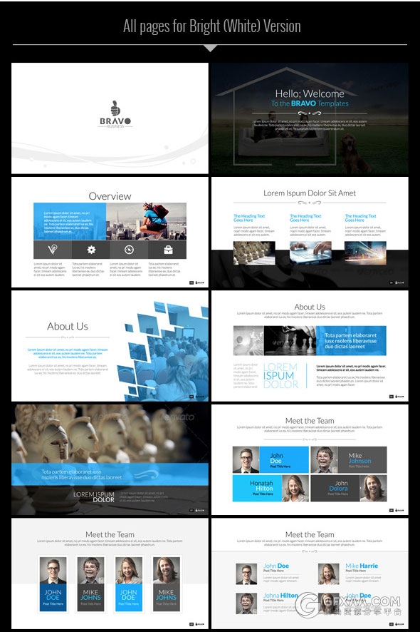 5种配色方案扁平化商务多用途keynote模板 - 顶尖PPT