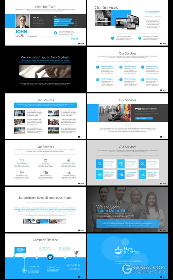 5种配色方案扁平化商务多用途keynote模板 - 顶尖PPT