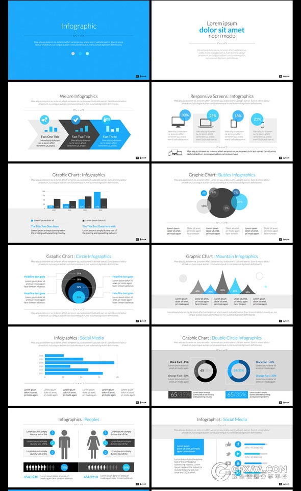 5种配色方案扁平化商务多用途keynote模板 - 顶尖PPT