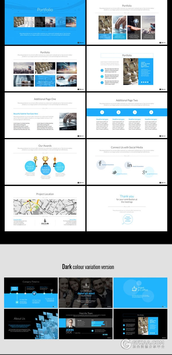 5种配色方案扁平化商务多用途keynote模板 - 顶尖PPT