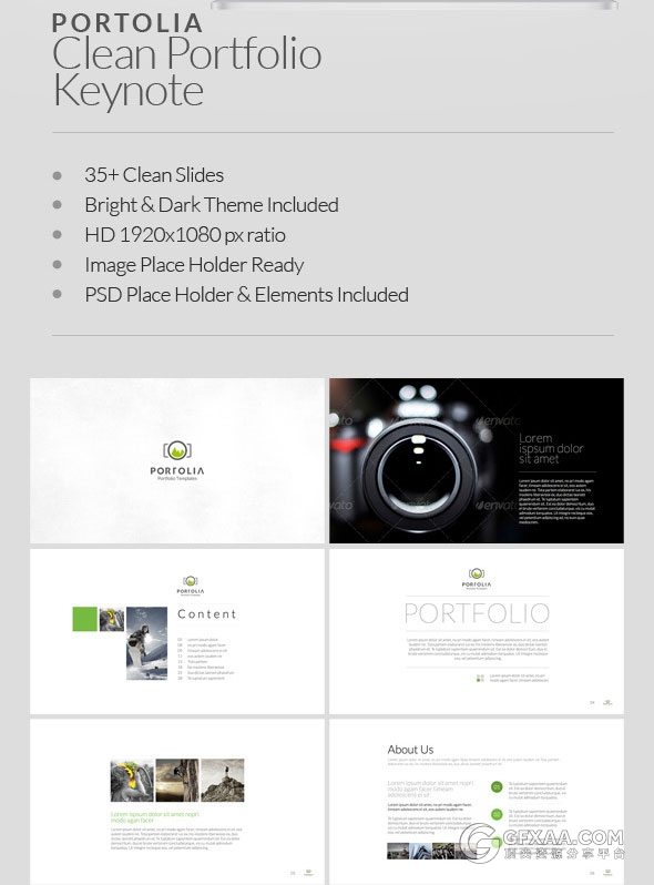 扁平化摄影图片展示多用途keynote模板 - 顶尖PPT