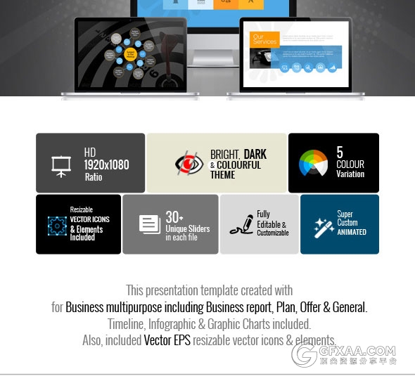 5种配色扁平化企业商务多用途keynote模板 - 顶尖PPT